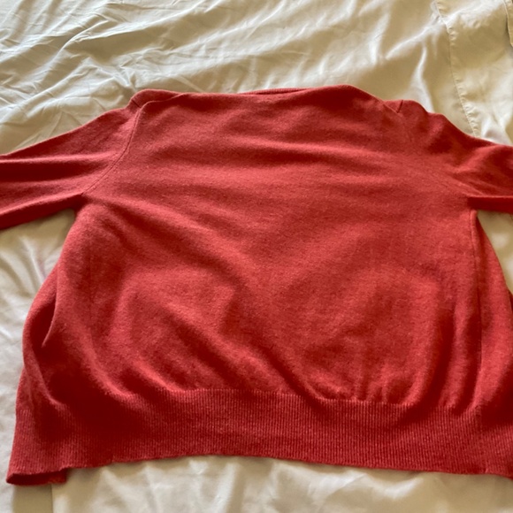 CASHMERE, button down salmon colored sweater. - Picture 2 of 7
